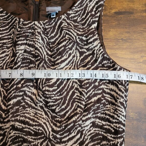 Ann Taylor Zebra Sheath Dress 8 Pleated Neck Cotton Wool Silk Blend NWT - Picture 6 of 8
